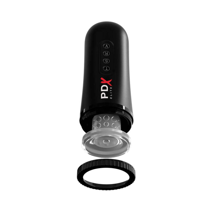 PDX Elite Moto Blower Rechargeable Thrusting Vibrating Suction Masturbator Clear/Black - Headshop.com