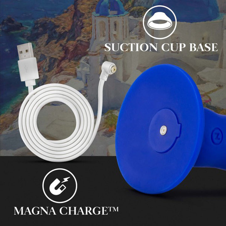 Impressions Santorini Rechargeable Silicone 6.5 in. Vibrating Dildo Blue - Headshop.com