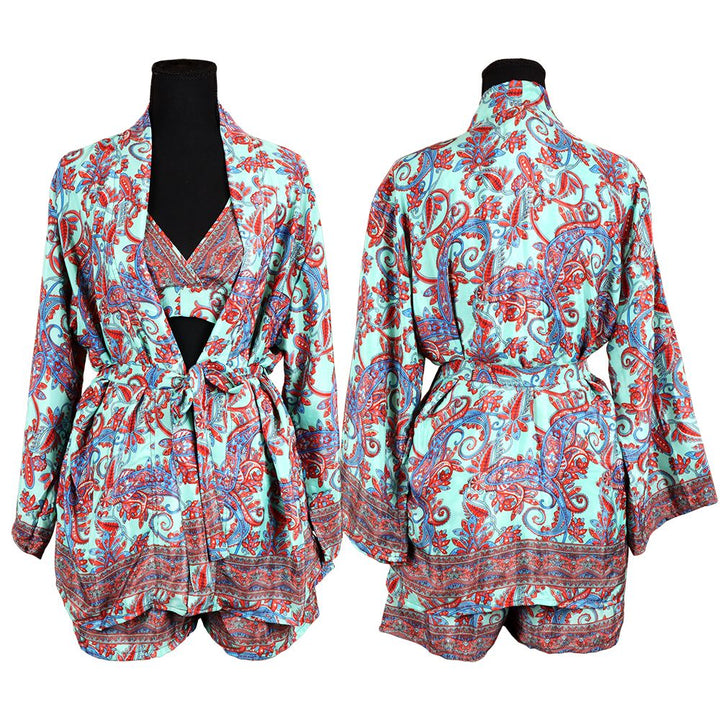 Matching Silk Halter Top, Shorts & Sweater - One Size - Headshop.com