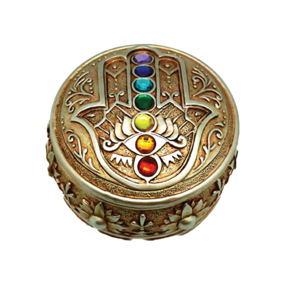 Hamsa Chakra Round Stash Box - Headshop.com