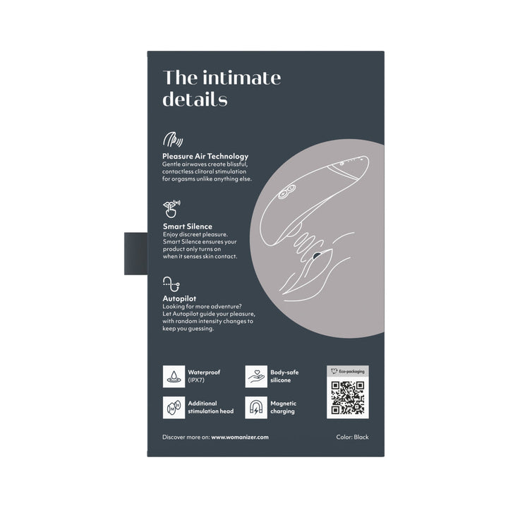 Womanizer Premium 2 Rechargeable Silicone Luxurious Pleasure Air Clitoral Stimulator Black - Headshop.com