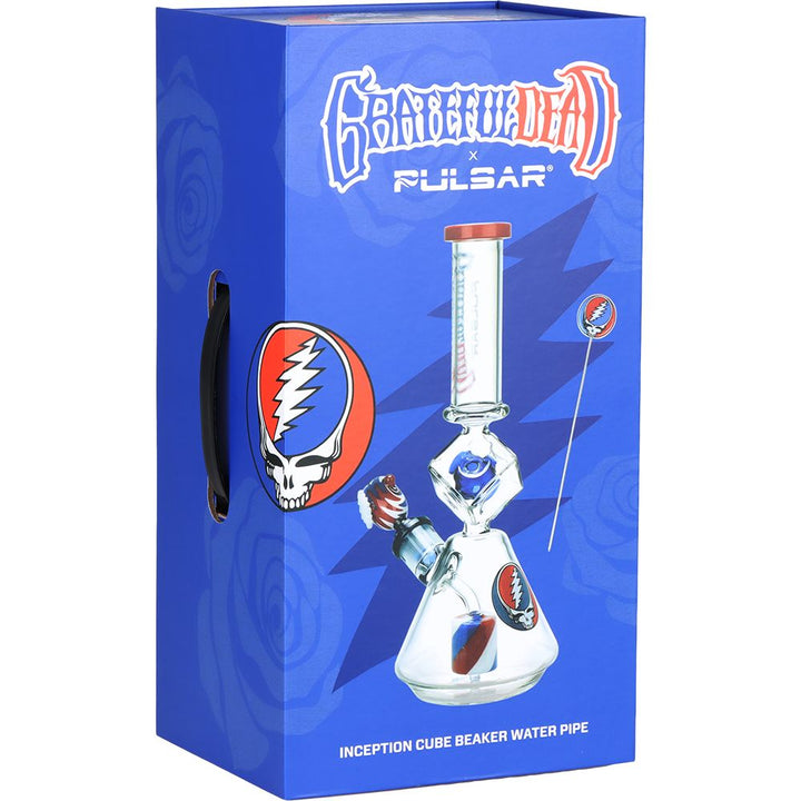 Grateful Dead x Pulsar Inception Cube Beaker Glass Water Pipe - 12.75" / 14mm F - Headshop.com