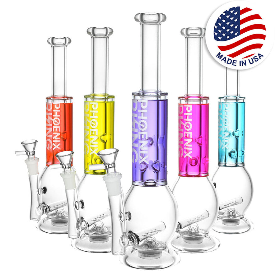 Phoenix Rising Blacklight Glycerin Water Pipe - 12"/14mm F/Clrs Vary - Headshop.com