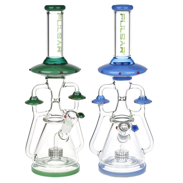 Pulsar Far-Out Visitors Recycler Glass Water Pipe | 17.25" | 19mm F - Headshop.com