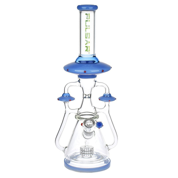 Pulsar Far-Out Visitors Recycler Glass Water Pipe | 17.25" | 19mm F - Headshop.com