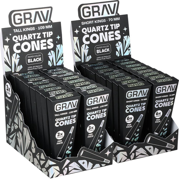 GRAV Quartz Tip Pre-Rolled Cones | Black | 16pk Display - Headshop.com
