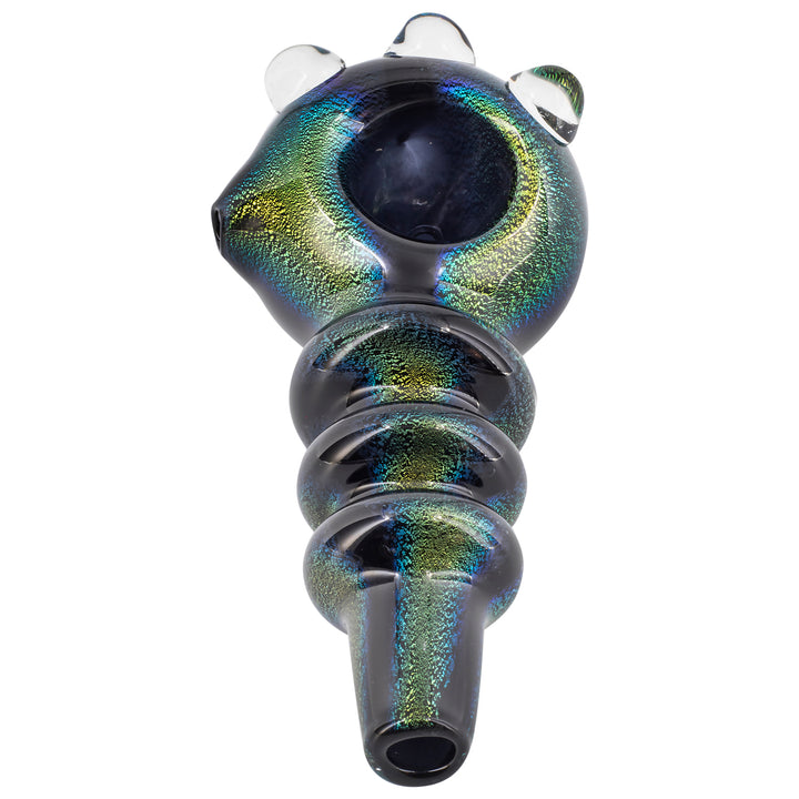 LA Pipes Solid Blue Dichro Maria Ringed Spoon Pipe - Headshop.com