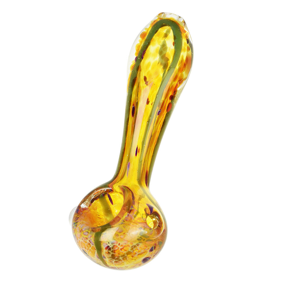 Orange Fields Fritted Glass Spoon Pipe - 4.25" - Headshop.com
