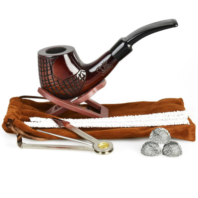 Pulsar Shire Pipes Engraved Brandy Cherry Tobacco Pipe - 5.5â€ / Figured Wood - Headshop.com