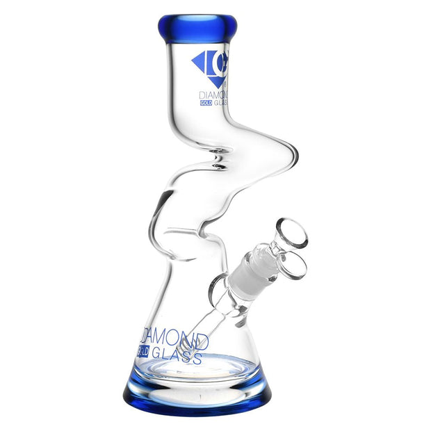 Diamond Glass Gold Zong Beaker Water Pipe - 11" / 14mm F / Colors Vary - Headshop.com