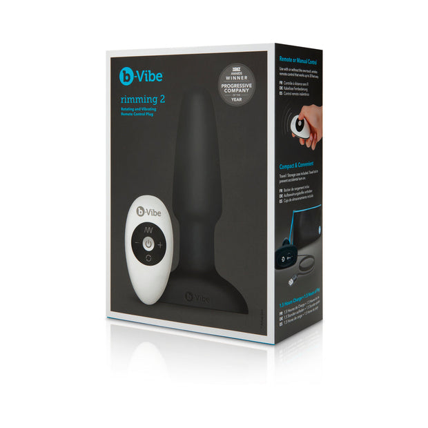 b-Vibe Rimming 2 Rotating and Vibrating Remote Control Plug Black - Headshop.com