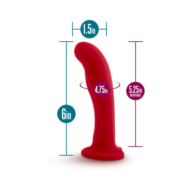 Temptasia Jezebel 6 in. Curved Silicone Dildo with Heart-Shaped Suction Cup Crimson - Headshop.com