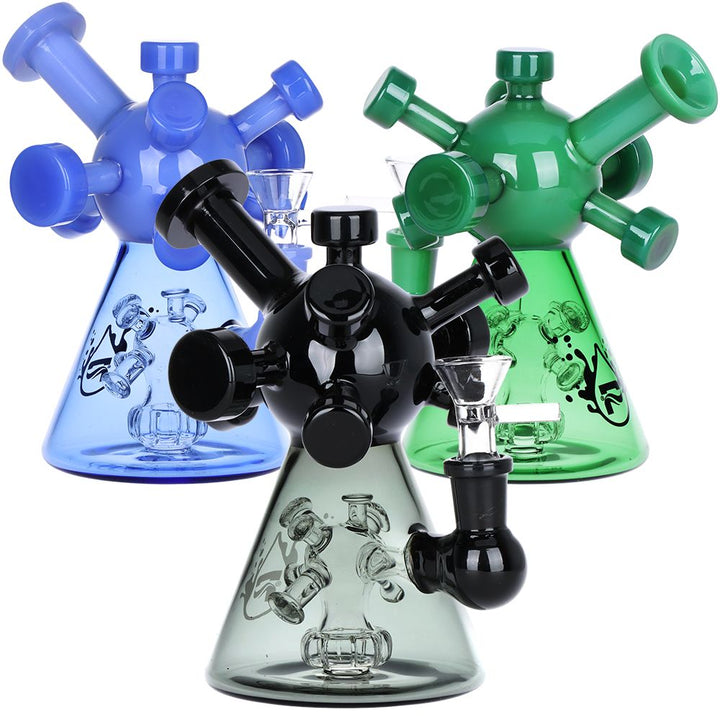 Pulsar Molecule Glass Water Pipe - 7" / 14mm F / Colors Vary - Headshop.com