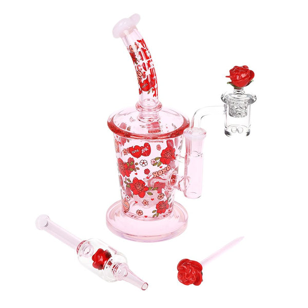 Pulsar Valentine's Rose Glass Dab Rig Set - 8.25" / 14mm F Pulsar Valentine's Rose Glass Dab Rig Set - 8.25" / 14mm F