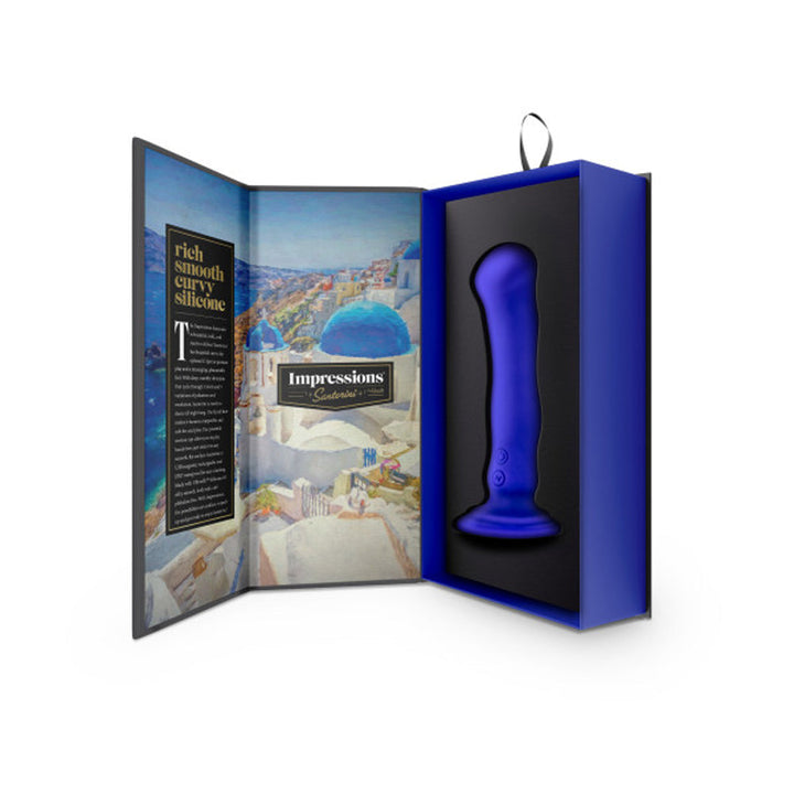 Impressions Santorini Rechargeable Silicone 6.5 in. Vibrating Dildo Blue - Headshop.com