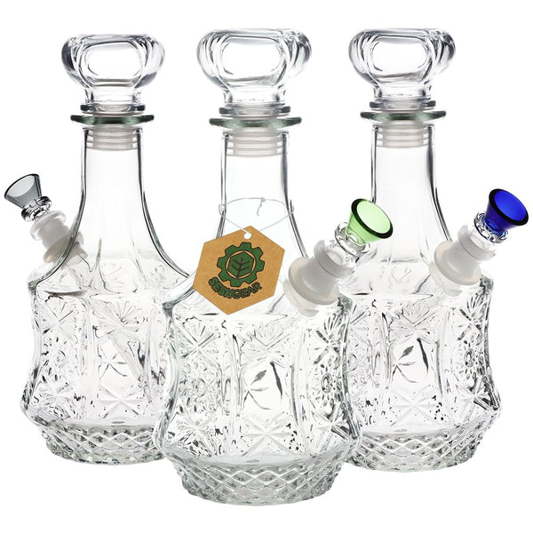 SeshGear Vintage Decanter Style Glass Water Pipe - 10" / 14mm F / Sun Flower / Colors Vary SeshGear Vintage Decanter Style Glass Water Pipe - 10" / 14mm F / Sun Flower / Colors Vary