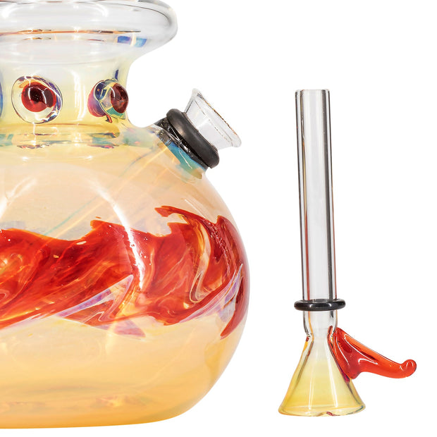 LA Pipes "Time Traveler" Silver Fumed Pull-Stem Bubble Bong - Headshop.com