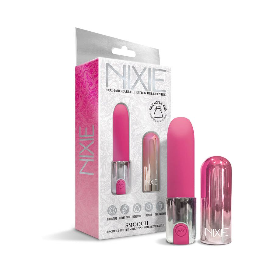 Nixie Smooch Rechargeable Lipstick Bullet Vibrator Pink Ombre - Headshop.com