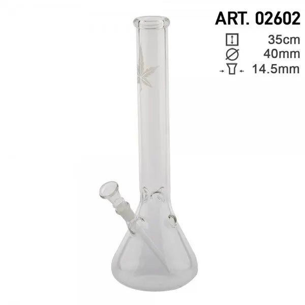 Hemp Leaf Beaker Glass Water Pipe 14" Hemp Leaf Beaker Glass Water Pipe 14"