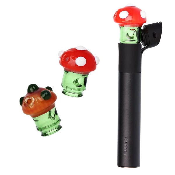 Pulsar Mushroom Glass Mouthpiece Attachment for Puffco Pivot w/ Display Stand - Colors Vary Pulsar Mushroom Glass Mouthpiece Attachment for Puffco Pivot w/ Display Stand - Colors Vary