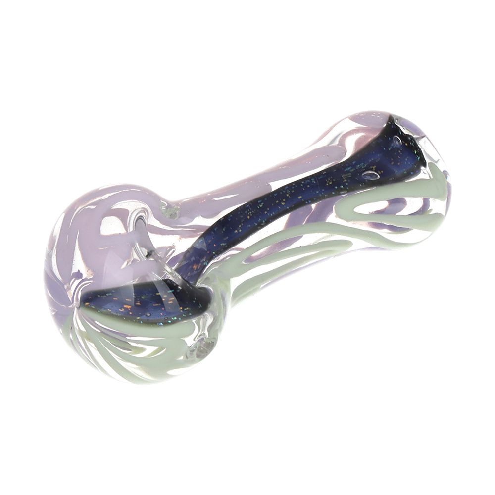 Icing On The Side Dichro Stripe Glass Spoon Pipe - 3.75" - Headshop.com