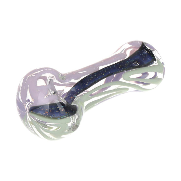 Icing On The Side Dichro Stripe Glass Spoon Pipe - 3.75" - Headshop.com