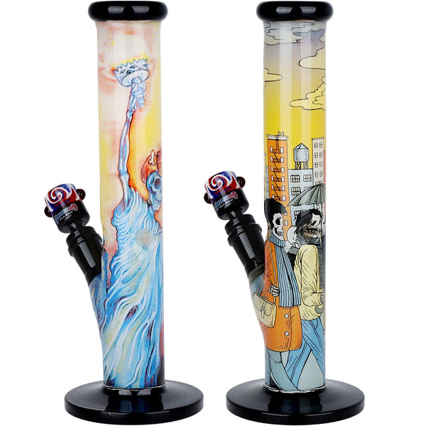 The Grateful Dead x Pulsar Inside Print Straight Tube Glass Water Pipe | 11.25" | 14mm F The Grateful Dead x Pulsar Inside Print Straight Tube Glass Water Pipe | 11.25" | 14mm F