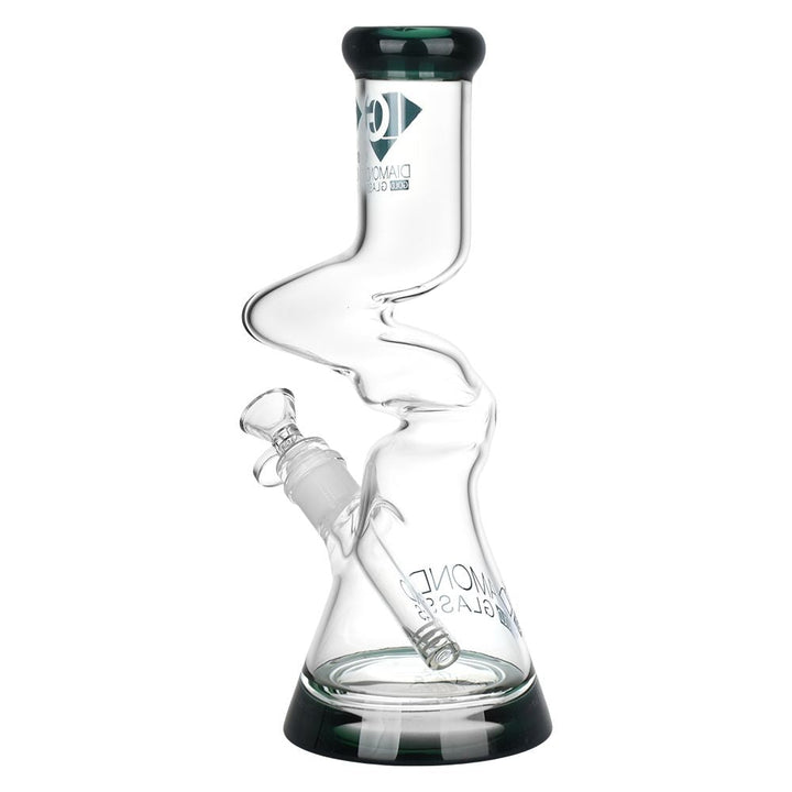 Diamond Glass Gold Zong Beaker Water Pipe - 11" / 14mm F / Colors Vary - Headshop.com