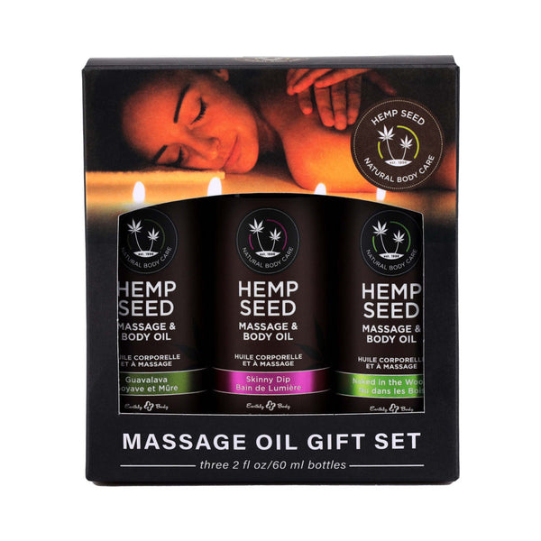 Earthly Body Hemp Seed Massage Oil 3-Piece Gift Set 2 oz. Earthly Body Hemp Seed Massage Oil 3-Piece Gift Set 2 oz.