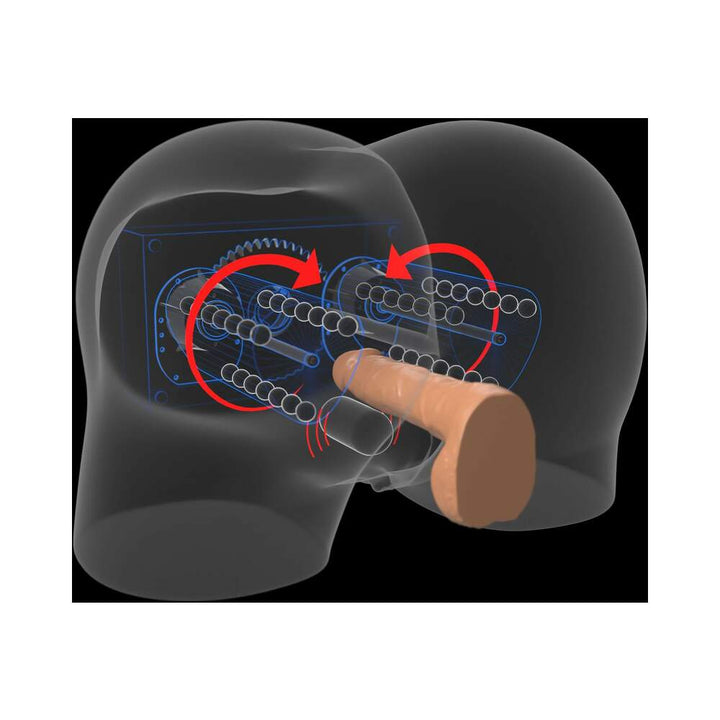 PDX Elite Milk Me Silly Remote-Controlled Vibrating Rotating Dual-Entry Mega Masturbator Beige - Headshop.com