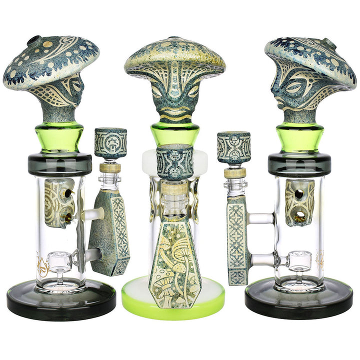 Pulsar Hieroglyphs Mushroom Wizard Water Pipe - 10.5"/14mm F/Colors Vary - Headshop.com