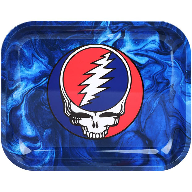 Grateful Dead x Pulsar Large Metal Rolling Tray - Steal Your Face Swirls / 13"x11" - Headshop.com