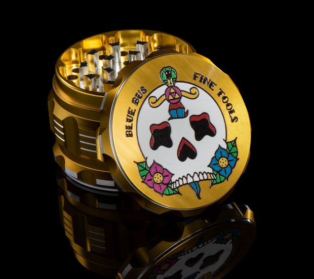 Bluebus GA 2.5 Inch Grinder Gold (Old School Edition) - Headshop.com
