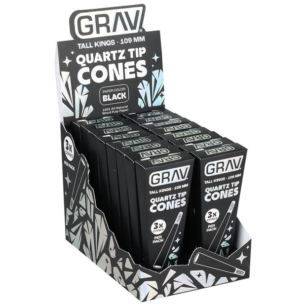 GRAV Quartz Tip Pre-Rolled Cones | Black | 16pk Display - Headshop.com