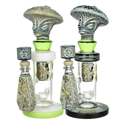 Pulsar Hieroglyphs Mushroom Wizard Water Pipe - 10.5"/14mm F/Colors Vary - Headshop.com