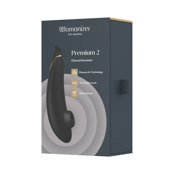 Womanizer Premium 2 Rechargeable Silicone Luxurious Pleasure Air Clitoral Stimulator Black - Headshop.com