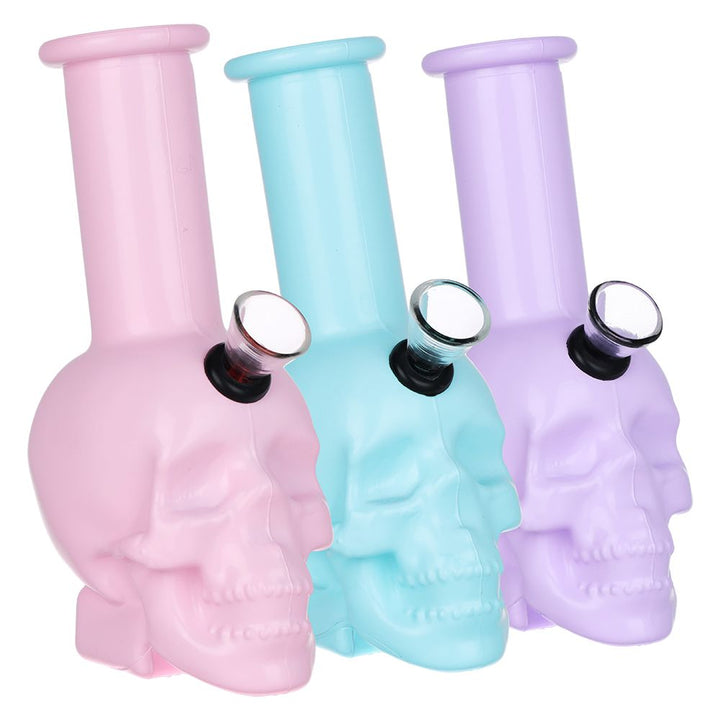 SeshGear Pastel Skull Glass Water Pipe - 6" / Colors Vary - Headshop.com