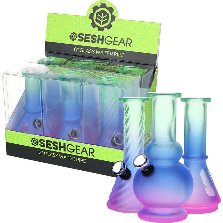 SeshGear Glass Mini Water Pipe | 6" | Grommet | Assorted Styles | 6ct Display - Headshop.com