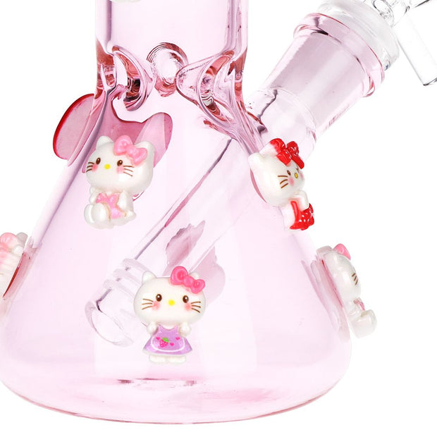 Wassup Hello Kitty Beaker Glass Water Pipe - 8" / 14mm F / Pink