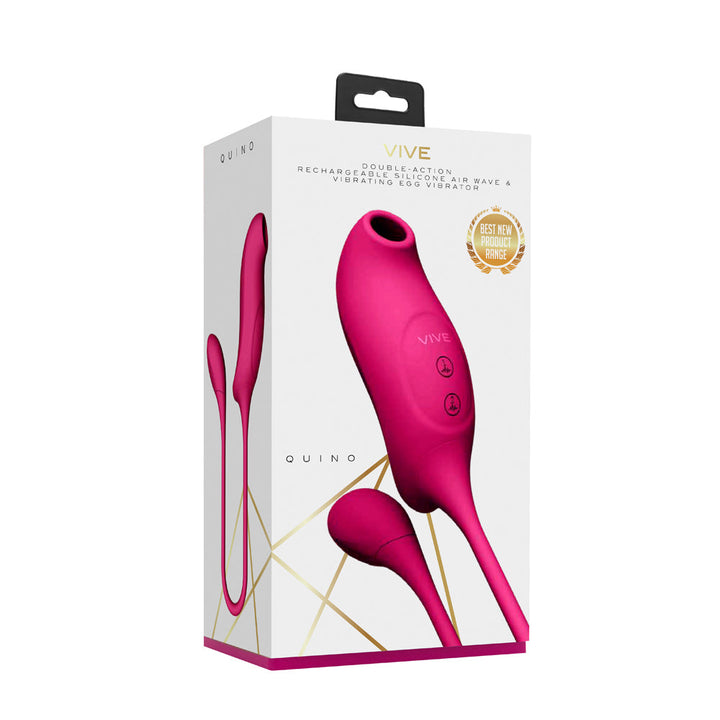 VIVE QUINO Rechargeable Air Wave & Vibrating Silicone Egg Vibrator Pink - Headshop.com