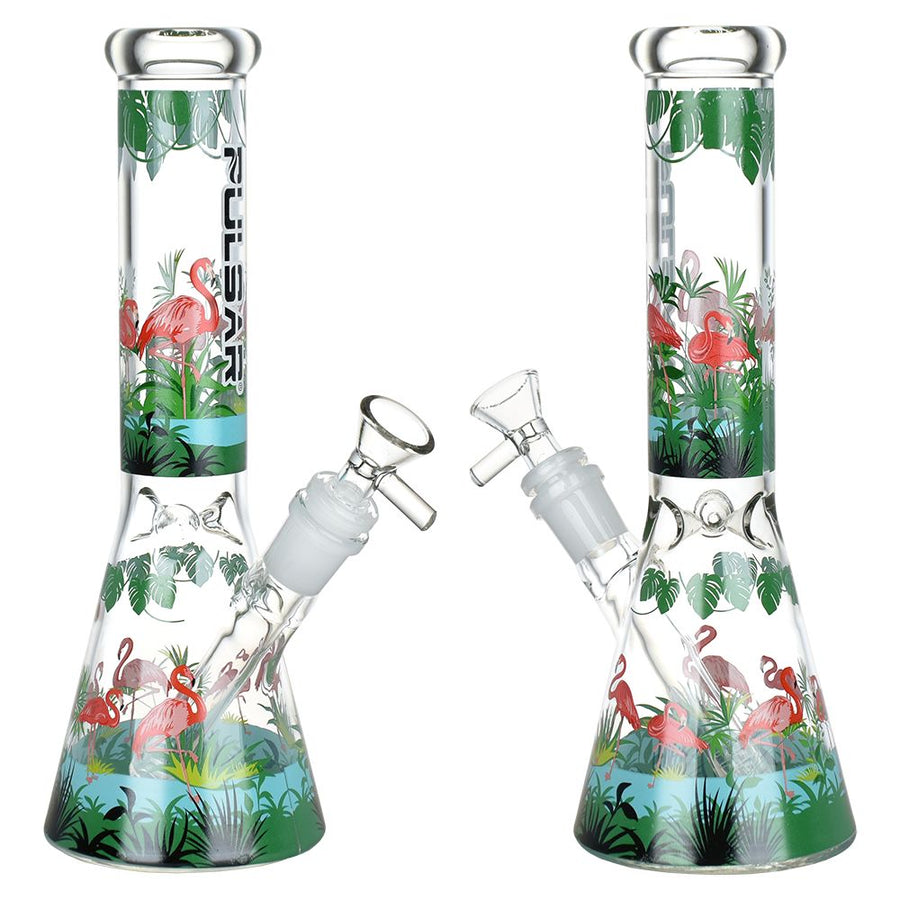 Pulsar Chillin' Flamingos Glass Beaker Water Pipe | 14mm F - Headshop.com