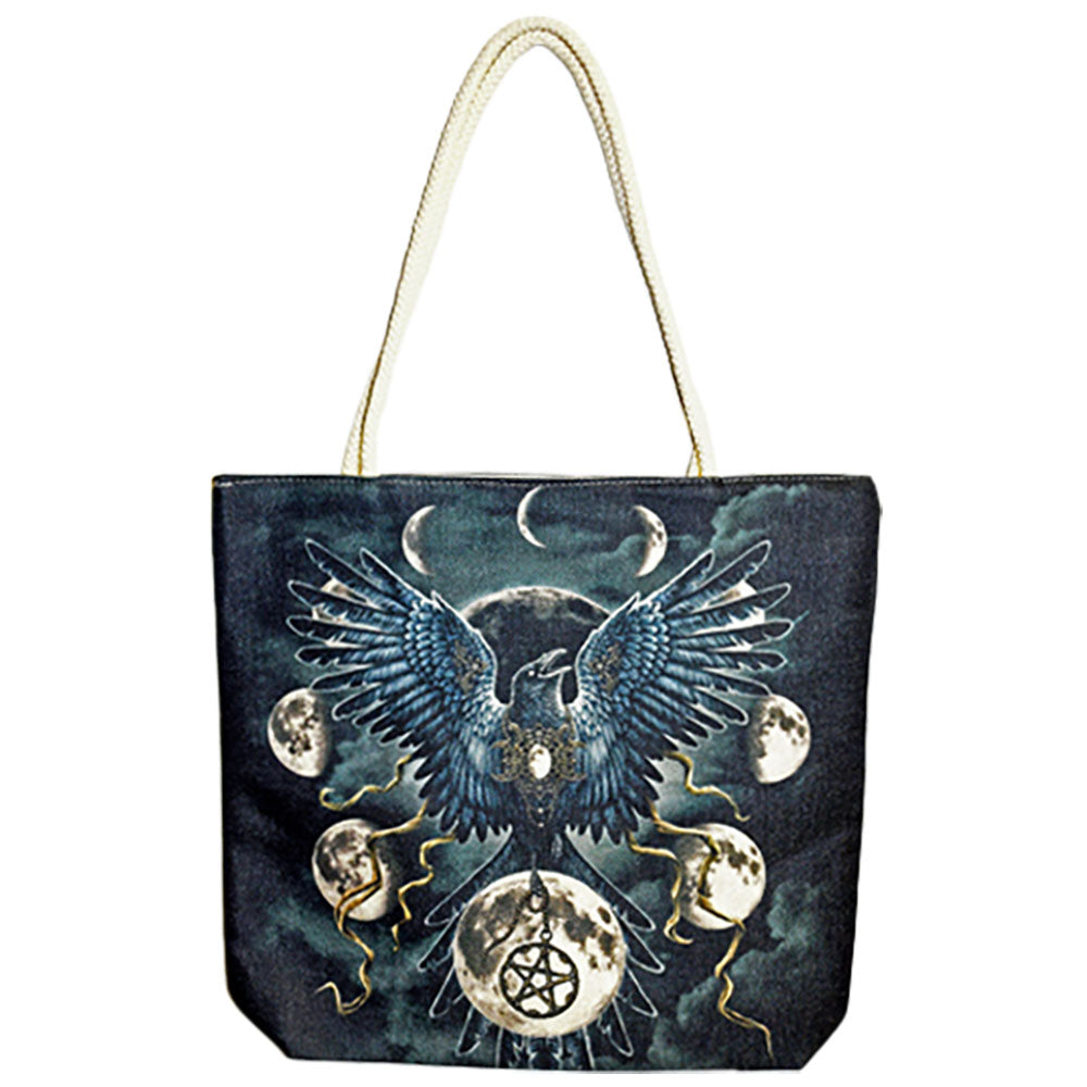 Sinister Wings Jute Rope-Handled Tote Bag - 17"x15" - Headshop.com