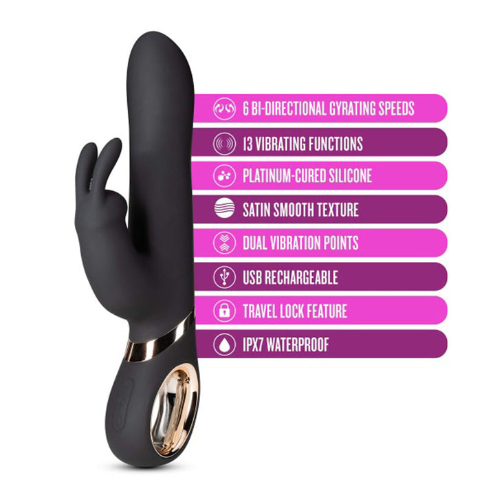 Blush Lush Victoria Rechargeable Silicone Rabbit Vibrator Black - Headshop.com
