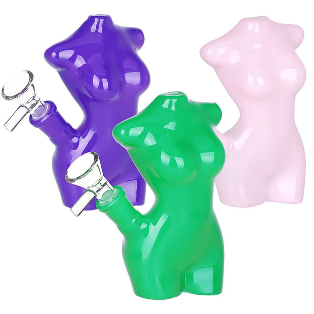 Lady Mannequin Mini Glass Water Pipe - 5" / 14mm F / Colors Vary - Headshop.com