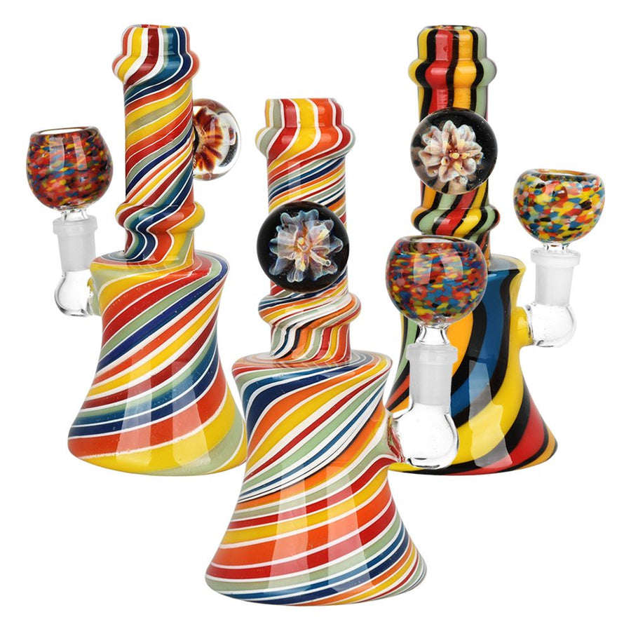 Flowering Spirals Glass Water Pipe - 5.5" / 10mm F / Colors Vary - Headshop.com