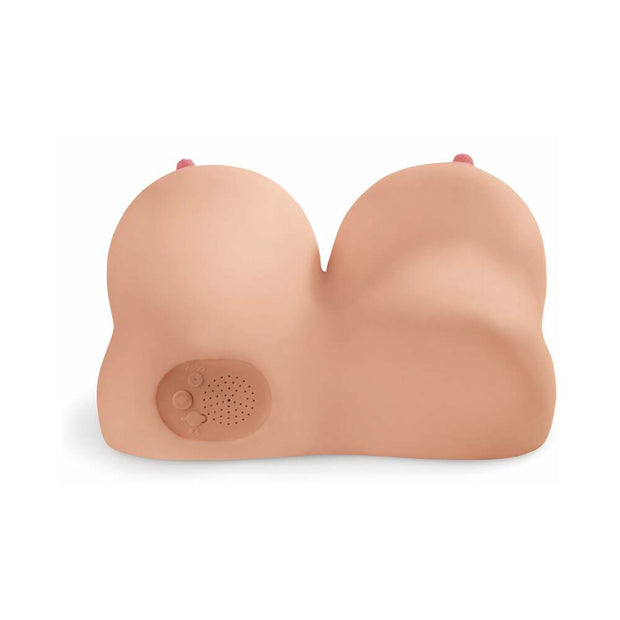 PDX Dirty Talk Interactive Titty Fuck-Her Rechargeable Vibrating Dual-Entry Masturbator Beige - Headshop.com