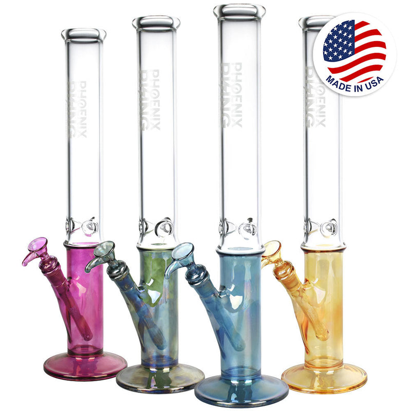 Phoenix Rising Shine Based Tall Straight Water Pipe-18"/14mm F/Clrs Vry - Headshop.com