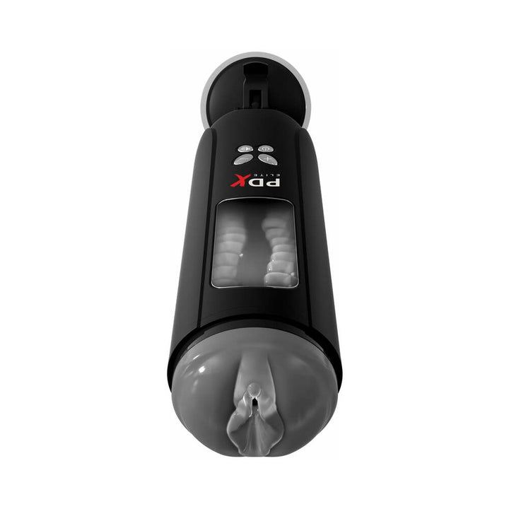 PDX Elite Ultimate Milker Gyrating Suction Stroker With Audio and Suction Cup Clear/Black - Headshop.com