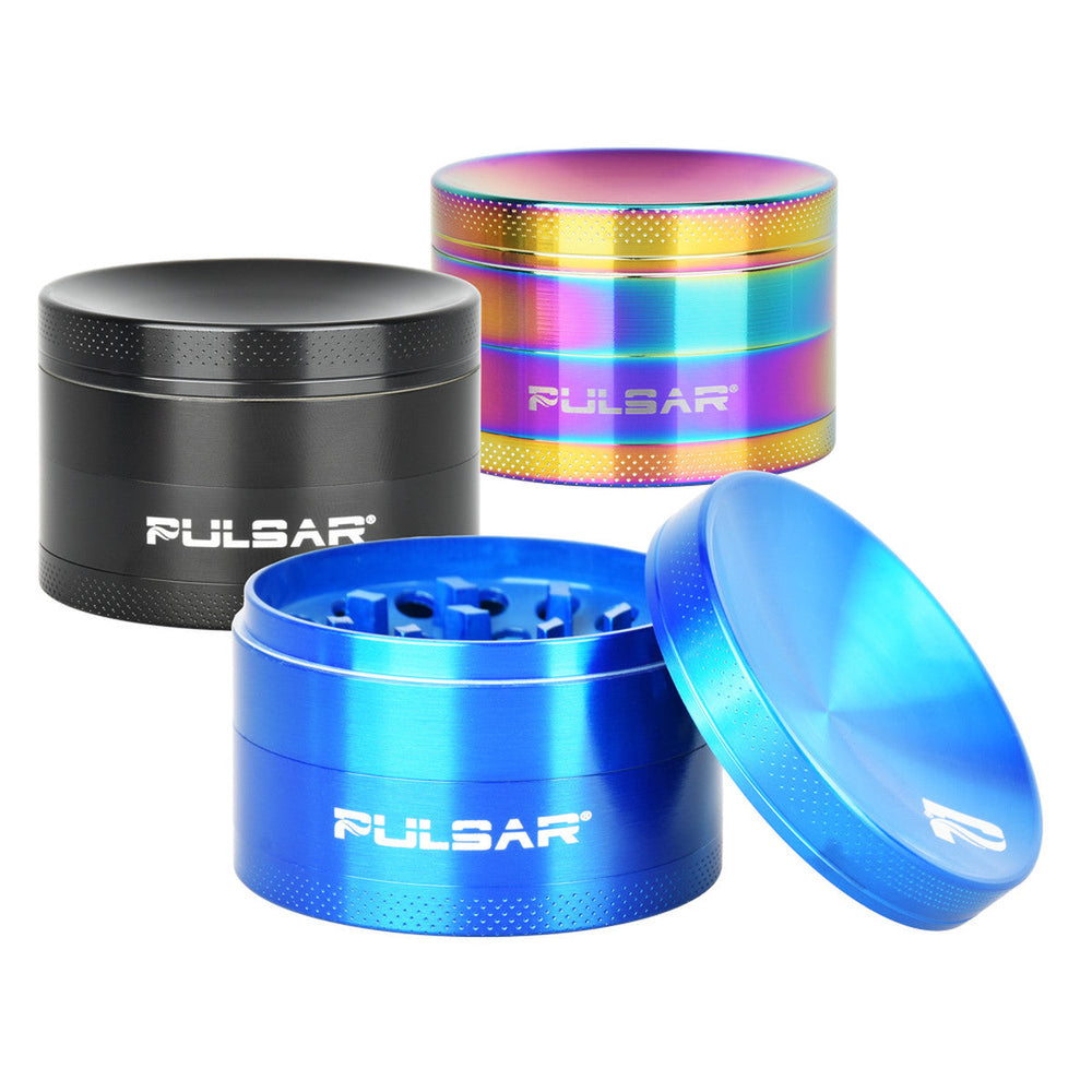Pulsar Concave Grinder | 4pc | 2.5" | Assorted Colors | 6pc Display - Headshop.com