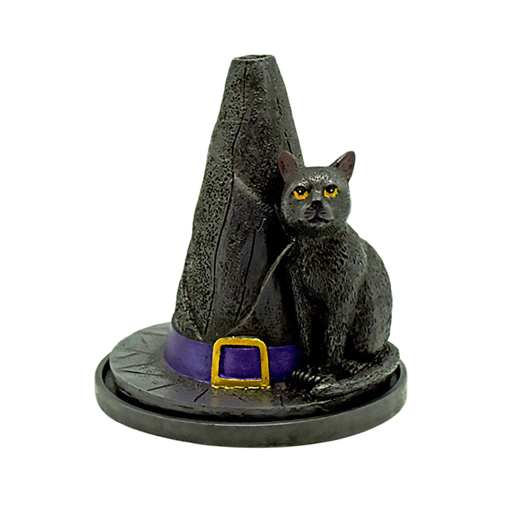 Cat And Witch's Hat Incense Burner - 4.5" - Headshop.com
